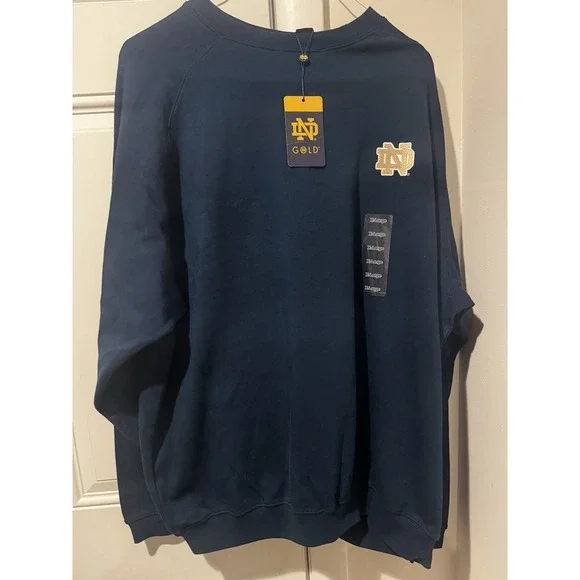 Vtg ND Gold Notre Dame Blue Sweatshirt Embroidered Logo Hammes‎ Bookstore NWT XL